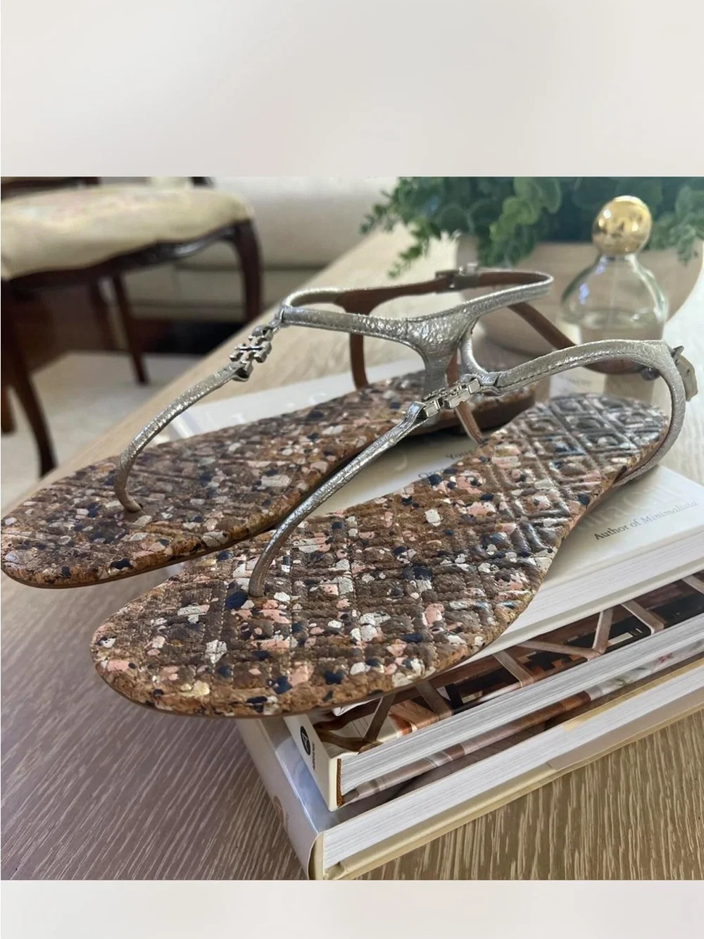 Cute Tory Burch Multi Cork T Strap Sandals ~ Size 9